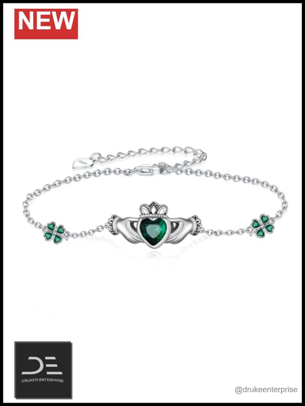 925 Sterling Silver Claddagh Bracelet Irish Jewelry for Women